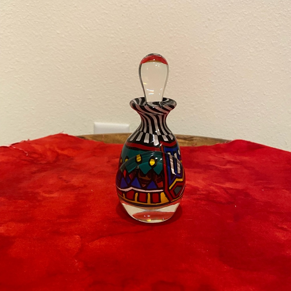 Vibrant Multicolor Art Glass Bottle - Picture 2 of 5